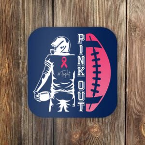 Pink Out Football Team Fight Breast Cancer Awareness Coaster