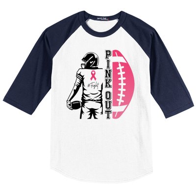 Pink Out Football Team Fight Breast Cancer Awareness Baseball Sleeve Shirt