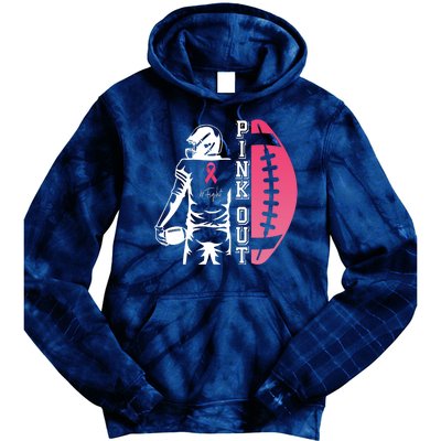 Pink Out Football Team Fight Breast Cancer Awareness Tie Dye Hoodie