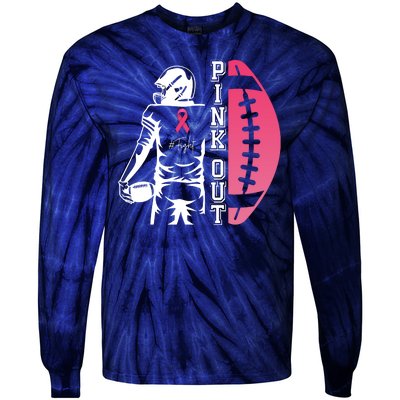 Pink Out Football Team Fight Breast Cancer Awareness Tie-Dye Long Sleeve Shirt