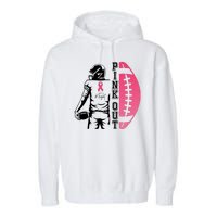 Pink Out Football Team Fight Breast Cancer Awareness Garment-Dyed Fleece Hoodie