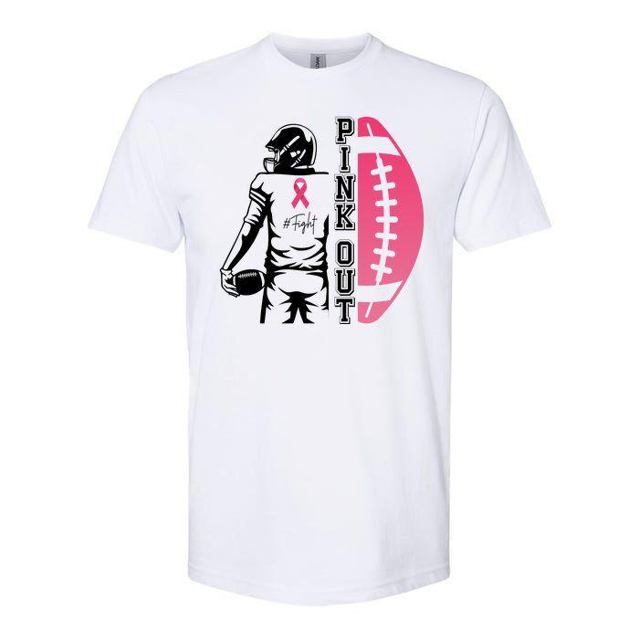 Pink Out Football Team Fight Breast Cancer Awareness Softstyle CVC T-Shirt