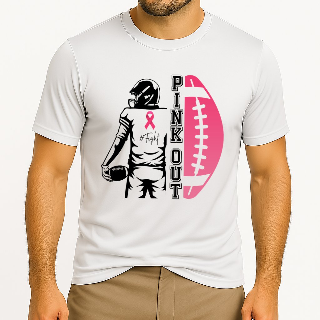 Pink Out Football Team Fight Breast Cancer Awareness Cooling Performance Crew T-Shirt