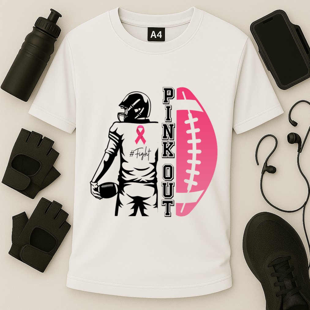 Pink Out Football Team Fight Breast Cancer Awareness Cooling Performance Crew T-Shirt