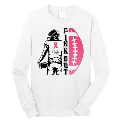 Pink Out Football Team Fight Breast Cancer Awareness Long Sleeve Shirt