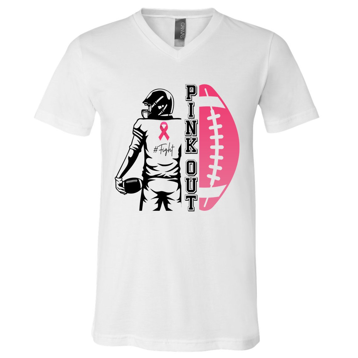 Pink Out Football Team Fight Breast Cancer Awareness V-Neck T-Shirt