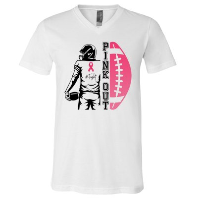 Pink Out Football Team Fight Breast Cancer Awareness V-Neck T-Shirt