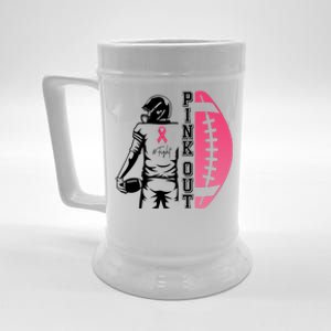 Pink Out Football Team Fight Breast Cancer Awareness Beer Stein