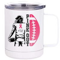 Pink Out Football Team Fight Breast Cancer Awareness 12 oz Stainless Steel Tumbler Cup