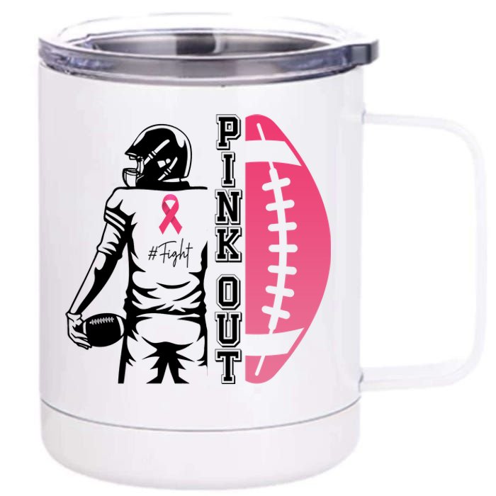 Pink Out Football Team Fight Breast Cancer Awareness 12 oz Stainless Steel Tumbler Cup