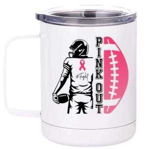 Pink Out Football Team Fight Breast Cancer Awareness 12 oz Stainless Steel Tumbler Cup