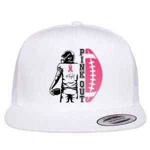 Pink Out Football Team Fight Breast Cancer Awareness Flat Bill Trucker Hat