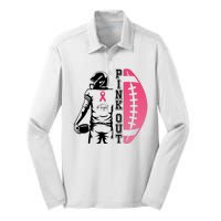 Pink Out Football Team Fight Breast Cancer Awareness Silk Touch Performance Long Sleeve Polo