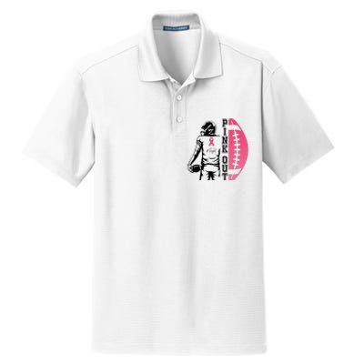 Pink Out Football Team Fight Breast Cancer Awareness Dry Zone Grid Polo