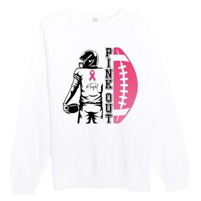 Pink Out Football Team Fight Breast Cancer Awareness Premium Crewneck Sweatshirt