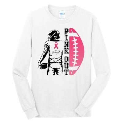 Pink Out Football Team Fight Breast Cancer Awareness Tall Long Sleeve T-Shirt