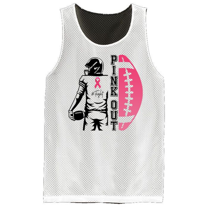 Pink Out Football Team Fight Breast Cancer Awareness Mesh Reversible Basketball Jersey Tank