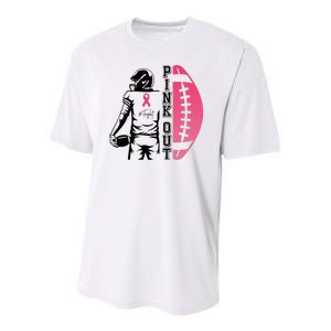 Pink Out Football Team Fight Breast Cancer Awareness Youth Performance Sprint T-Shirt