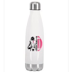 Pink Out Football Team Fight Breast Cancer Awareness Stainless Steel Insulated Water Bottle