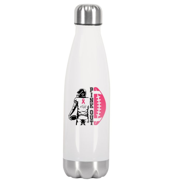 Pink Out Football Team Fight Breast Cancer Awareness Stainless Steel Insulated Water Bottle