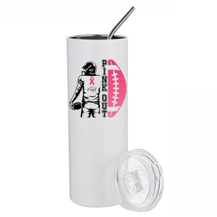 Pink Out Football Team Fight Breast Cancer Awareness Stainless Steel Tumbler