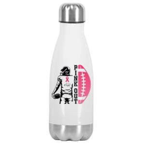 Pink Out Football Team Fight Breast Cancer Awareness Stainless Steel Insulated Water Bottle