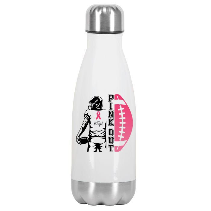 Pink Out Football Team Fight Breast Cancer Awareness Stainless Steel Insulated Water Bottle