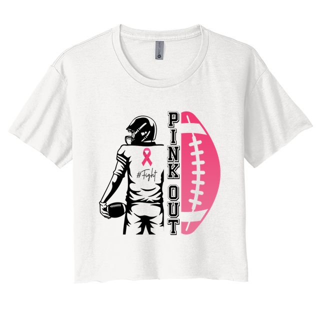 Pink Out Football Team Fight Breast Cancer Awareness Crop Top