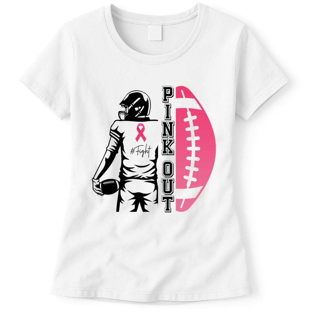 Pink Out Football Team Fight Breast Cancer Awareness Womens T-Shirt