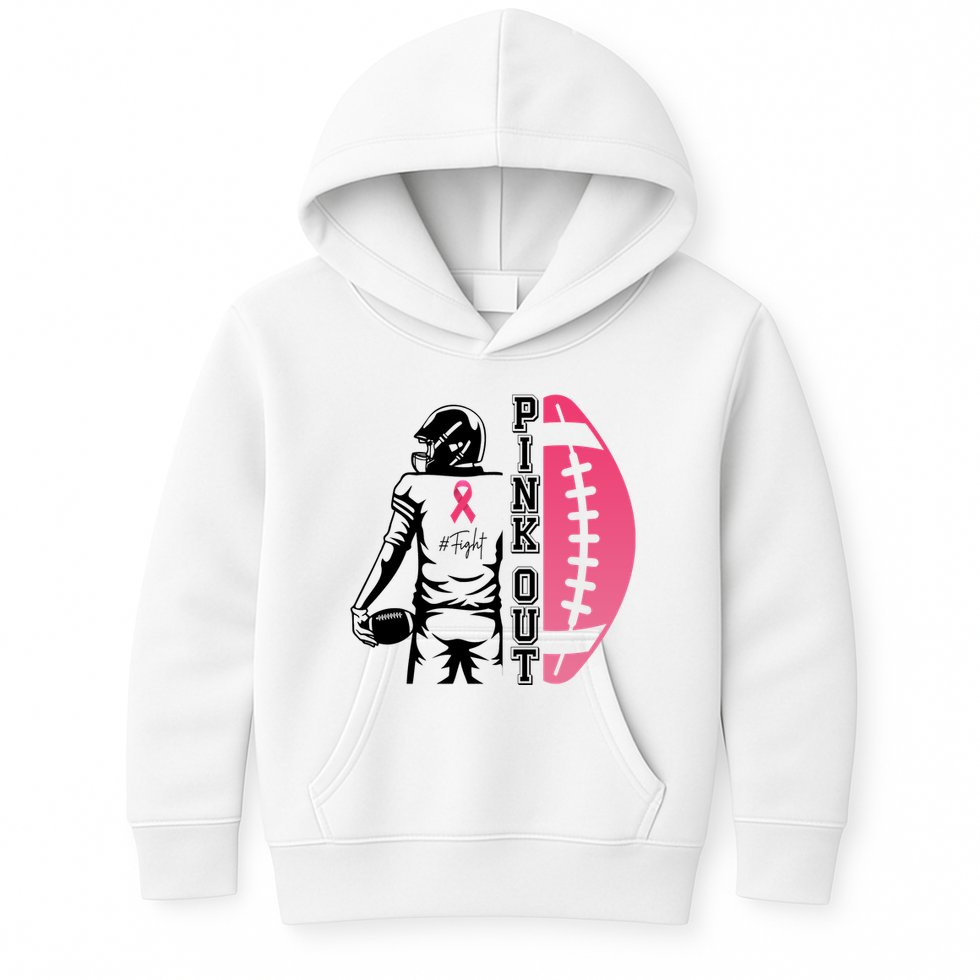 Pink Out Football Team Fight Breast Cancer Awareness Kids Hoodie