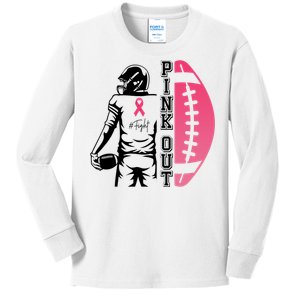 Pink Out Football Team Fight Breast Cancer Awareness Kids Long Sleeve Shirt