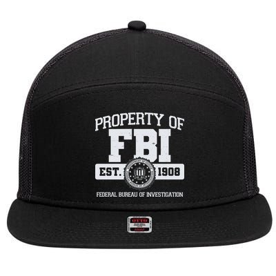 Property Of FBI Federal Bureau Of Investigation Est 1908 7 Panel Mesh Trucker Snapback Hat