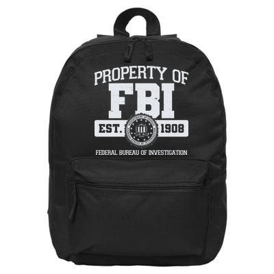 Property Of FBI Federal Bureau Of Investigation Est 1908 16 in Basic Backpack