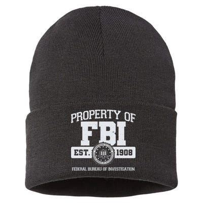 Property Of FBI Federal Bureau Of Investigation Est 1908 Sustainable Knit Beanie