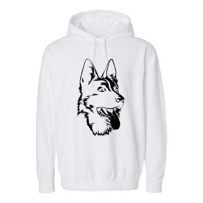 Portrait Of Ger Shepherd For Dog Owners Gift Garment-Dyed Fleece Hoodie