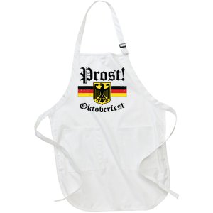 Prost Oktoberfest German Flag Crest Eagle Bavarian Full-Length Apron With Pockets