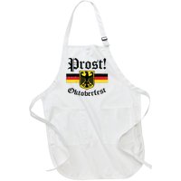 Prost Oktoberfest German Flag Crest Eagle Bavarian Full-Length Apron With Pockets