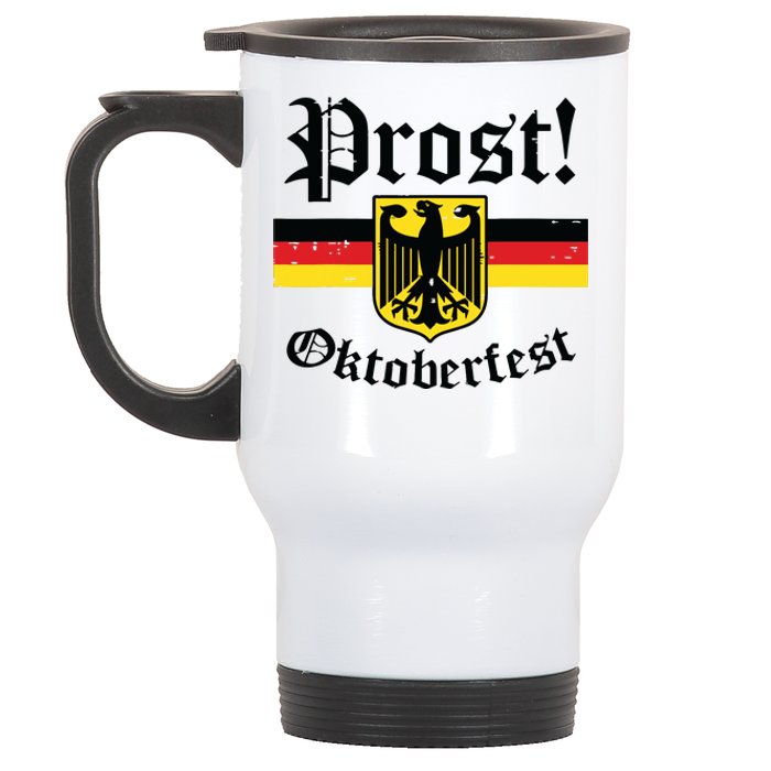 Prost Oktoberfest German Flag Crest Eagle Bavarian Stainless Steel Travel Mug