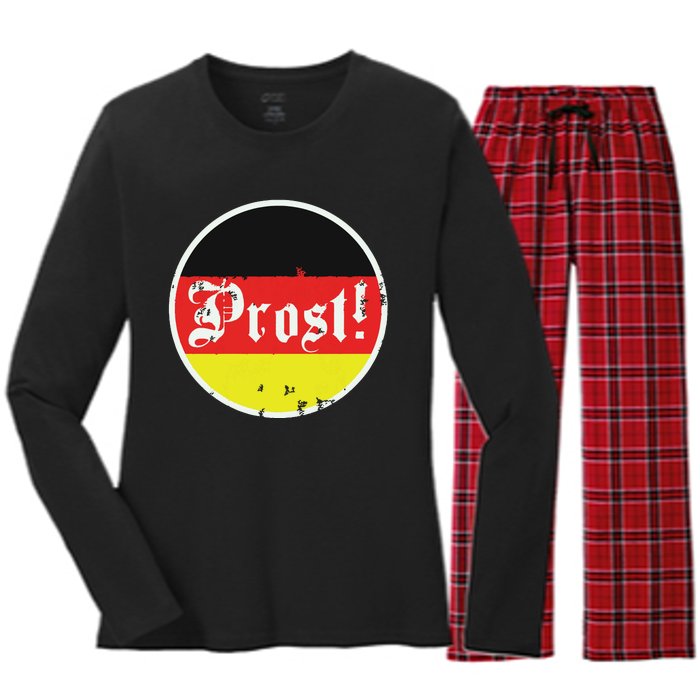 Prost Oktoberfest Germany German Vintage Oktoberfest Women's Long Sleeve Flannel Pajama Set 