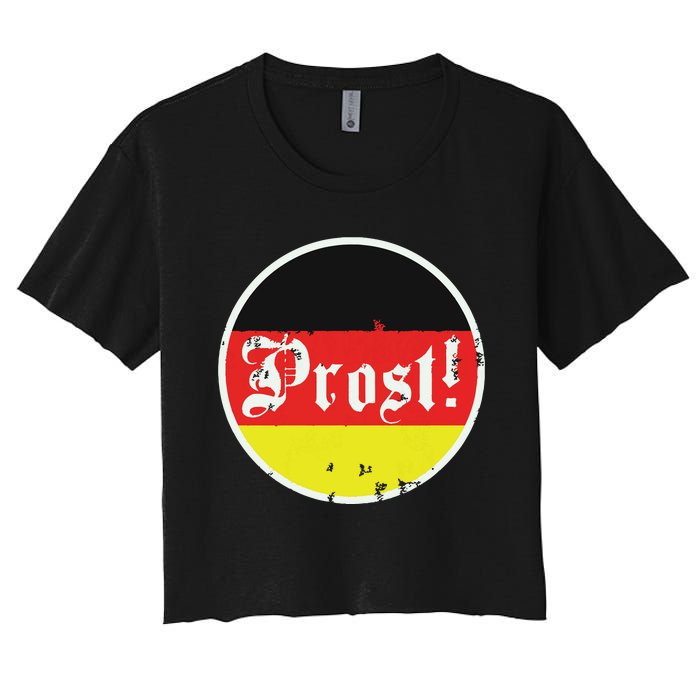 Prost Oktoberfest Germany German Vintage Oktoberfest Women's Crop Top Tee