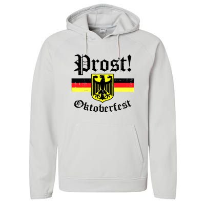 Prost Oktoberfest German Flag Crest Eagle Bavarian Performance Fleece Hoodie