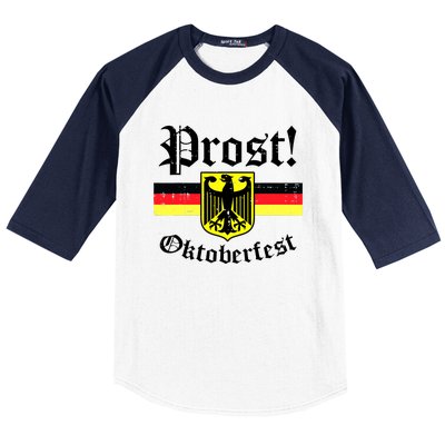 Prost Oktoberfest German Flag Crest Eagle Bavarian Baseball Sleeve Shirt