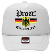 Prost Oktoberfest German Flag Crest Eagle Bavarian High Crown Mesh Back Trucker Hat