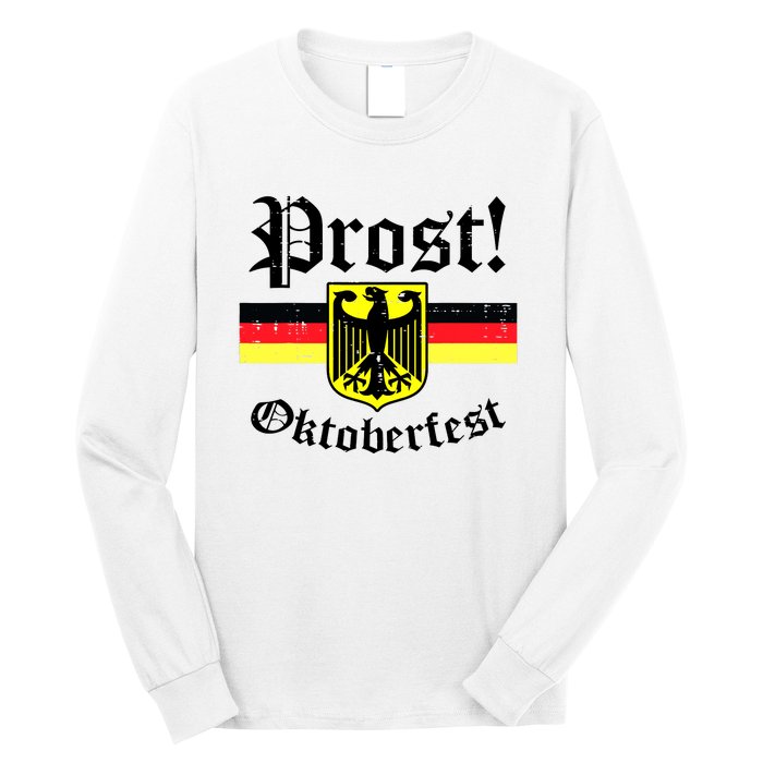 Prost Oktoberfest German Flag Crest Eagle Bavarian Long Sleeve Shirt