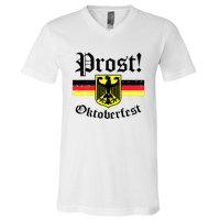 Prost Oktoberfest German Flag Crest Eagle Bavarian V-Neck T-Shirt