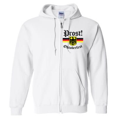 Prost Oktoberfest German Flag Crest Eagle Bavarian Full Zip Hoodie