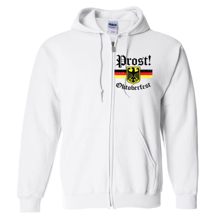 Prost Oktoberfest German Flag Crest Eagle Bavarian Full Zip Hoodie