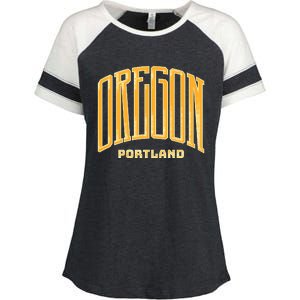 Portland Oregon Giant Logo Enza Ladies Jersey Colorblock Tee