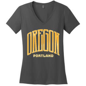 Portland Oregon Giant Logo Women's V-Neck T-Shirt