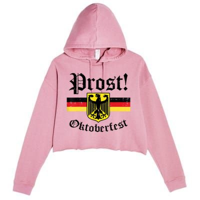 Prost Oktoberfest German Flag Crest Eagle Bavarian Crop Fleece Hoodie